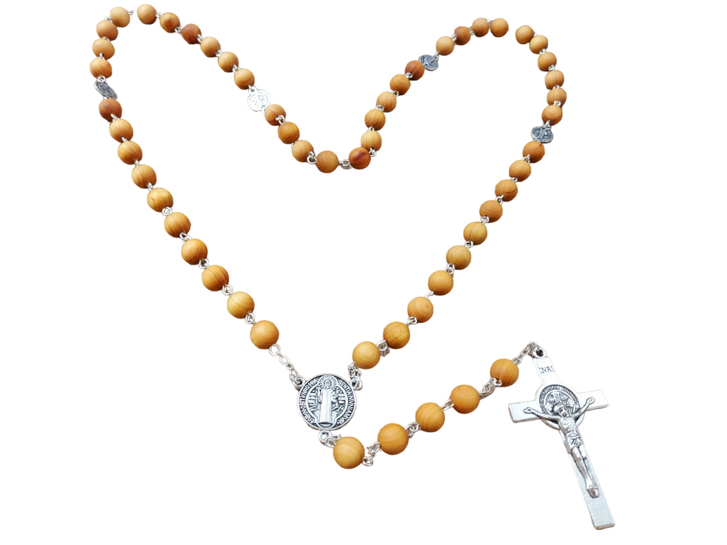 St Benedict Rose Wood Rosary